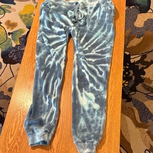 Women's Blue Tie-Dye Jogger Sweatpants with Drawstring